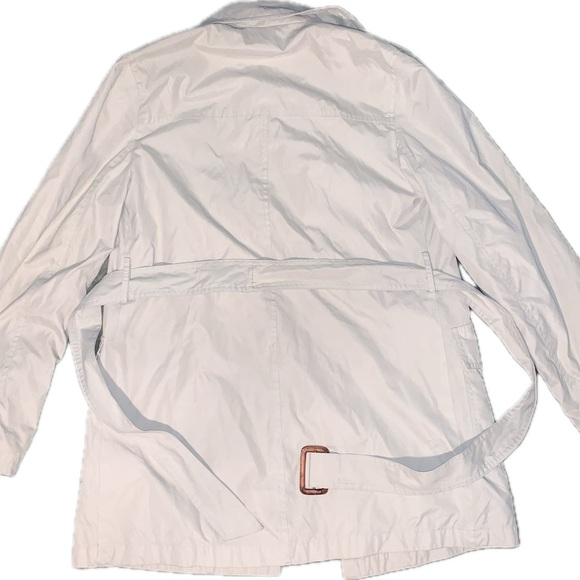 Perry Ellis Cream Tan Water Resistant Trench Coat with Belted Waist - Picture 6 of 6